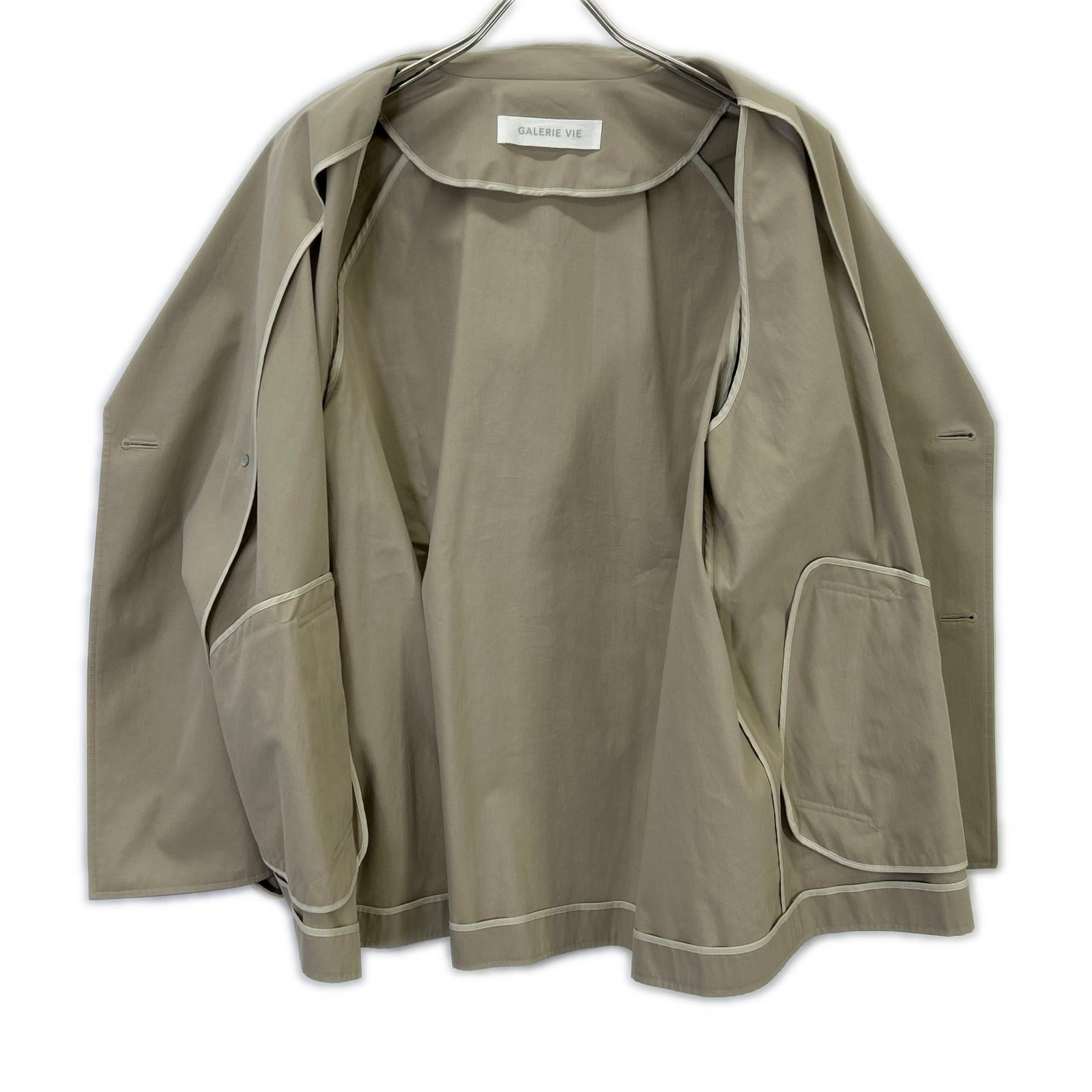 GALERIE VIE 24SS Beige Powder Cotton Twill Short Trench Coat