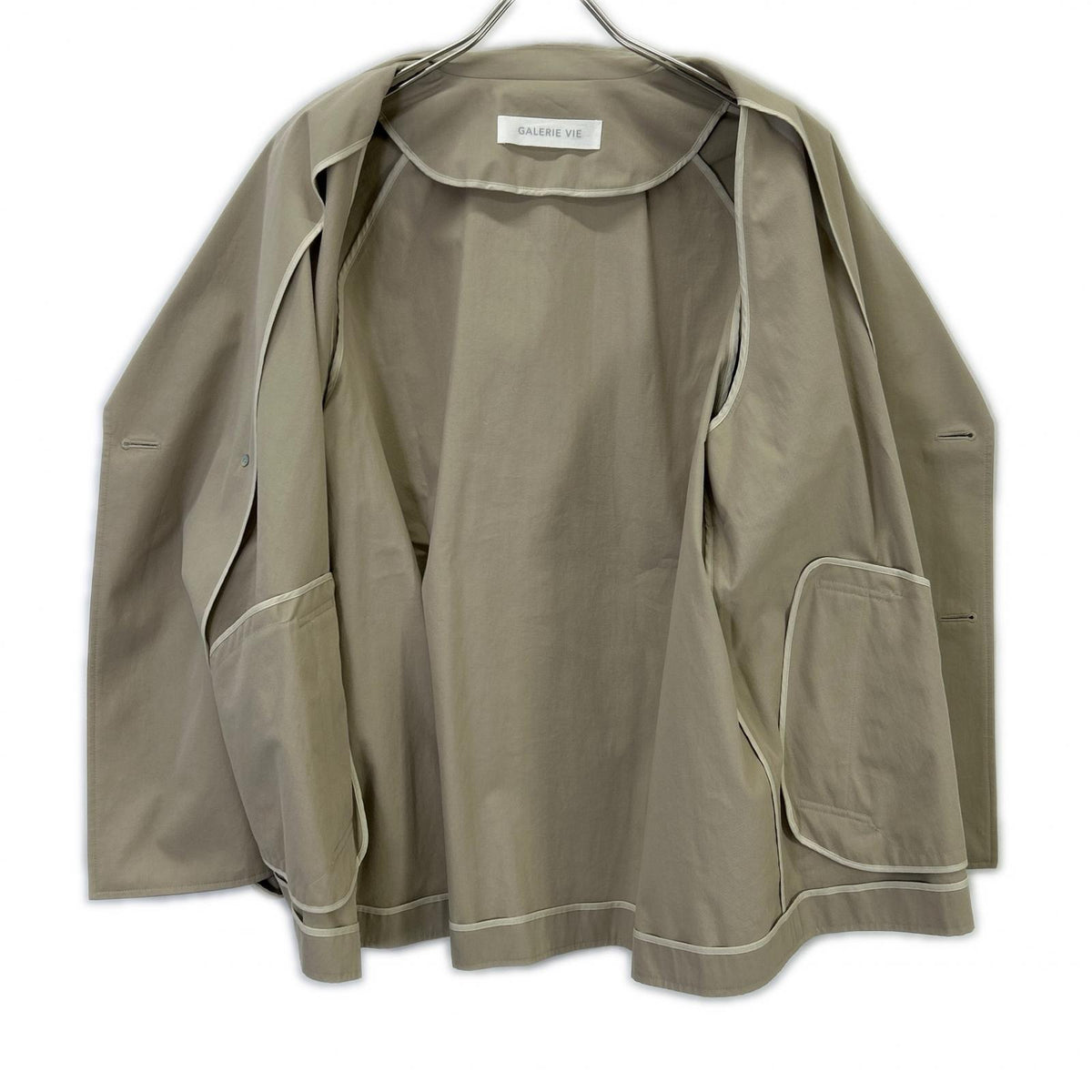 GALERIE VIE 伽列维 24SS 米色 粉末棉斜纹短款风衣 外套