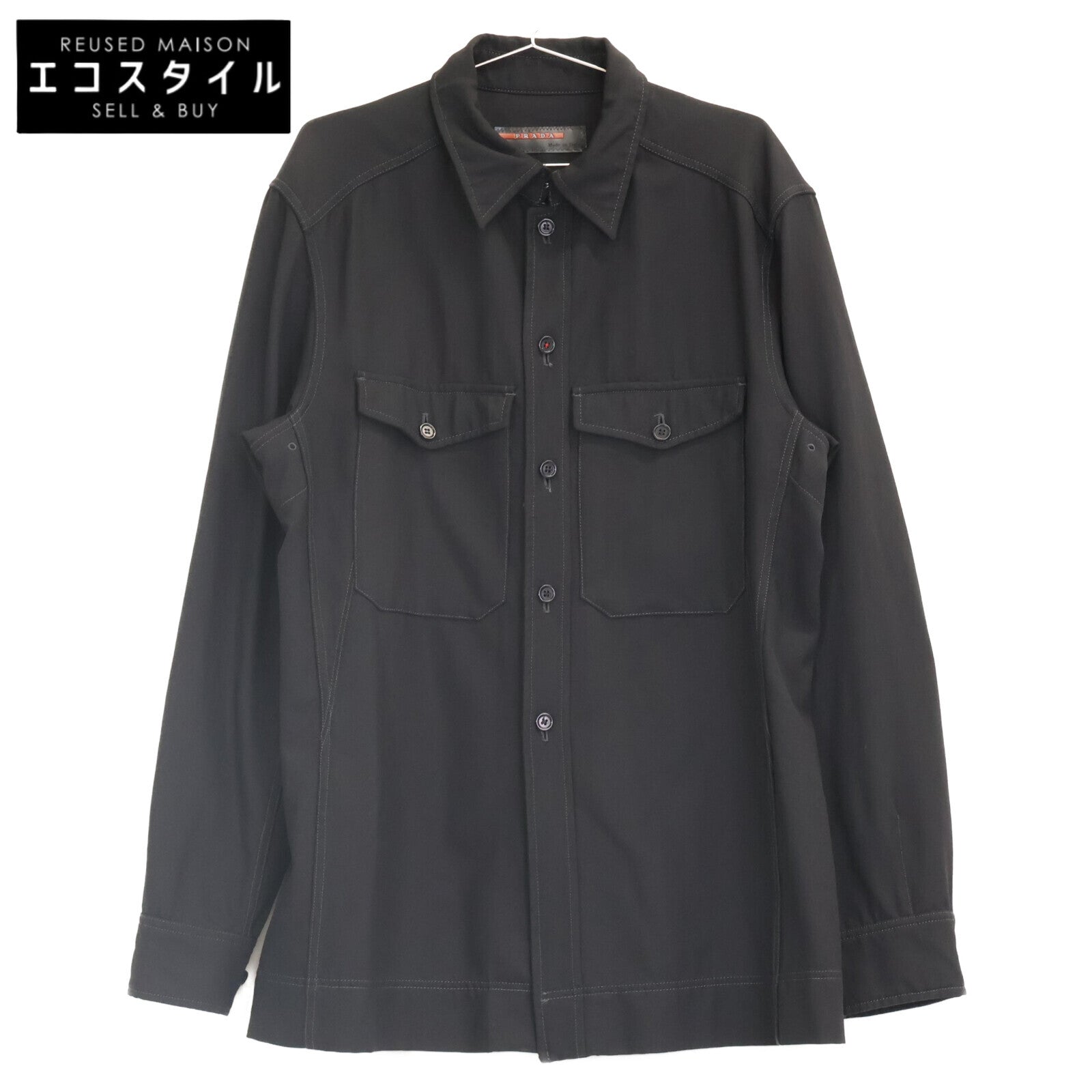 PRADA SPORT プラダスポーツ 国内正規 ブラック ヴァージンウール100 ワークシャツジャケット ジャケット