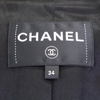 CHANEL Beautiful Domestic Authentic 24-25AW P78175V69999 Wool x Silk Lining Lion Button Double Breasted Rib Jersey Long Jacket Jacket 34 Women's