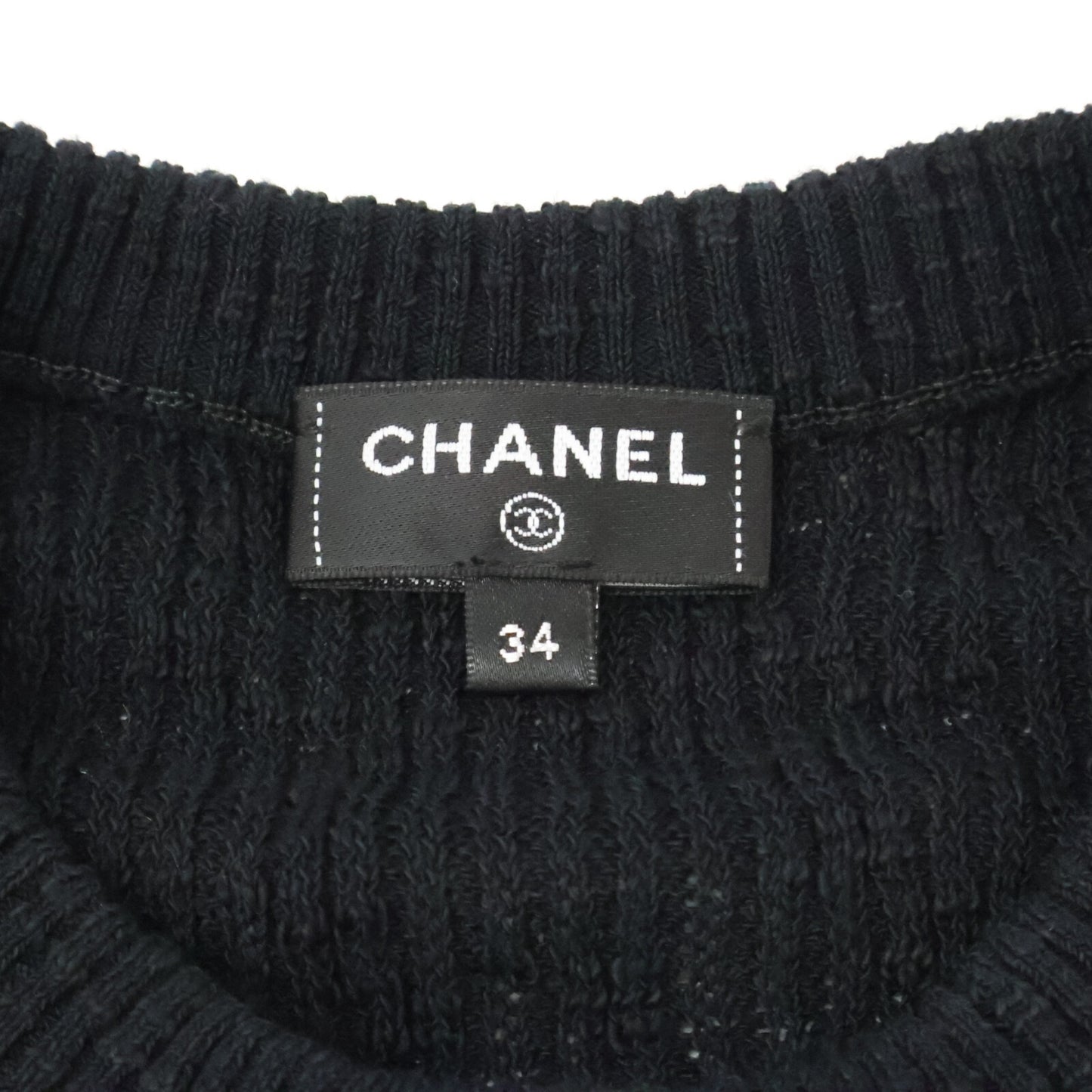 CHANEL シャネル 新品同様 国内正規 25SS P78616K11464 ココビーチ ココボタン ショートスリーブコットンニット トップス