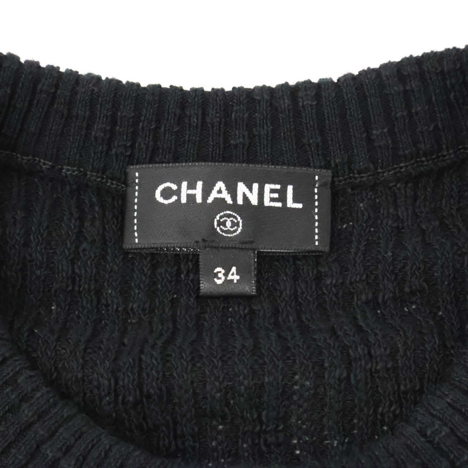 CHANEL シャネル 新品同様 国内正規 25SS P78616K11464 ココビーチ ココボタン ショートスリーブコットンニット トップス