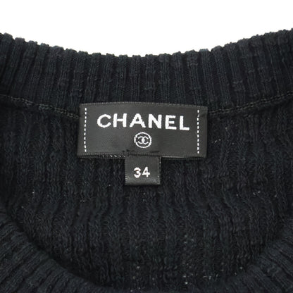 CHANEL シャネル 新品同様 国内正規 25SS P78616K11464 ココビーチ ココボタン ショートスリーブコットンニット トップス