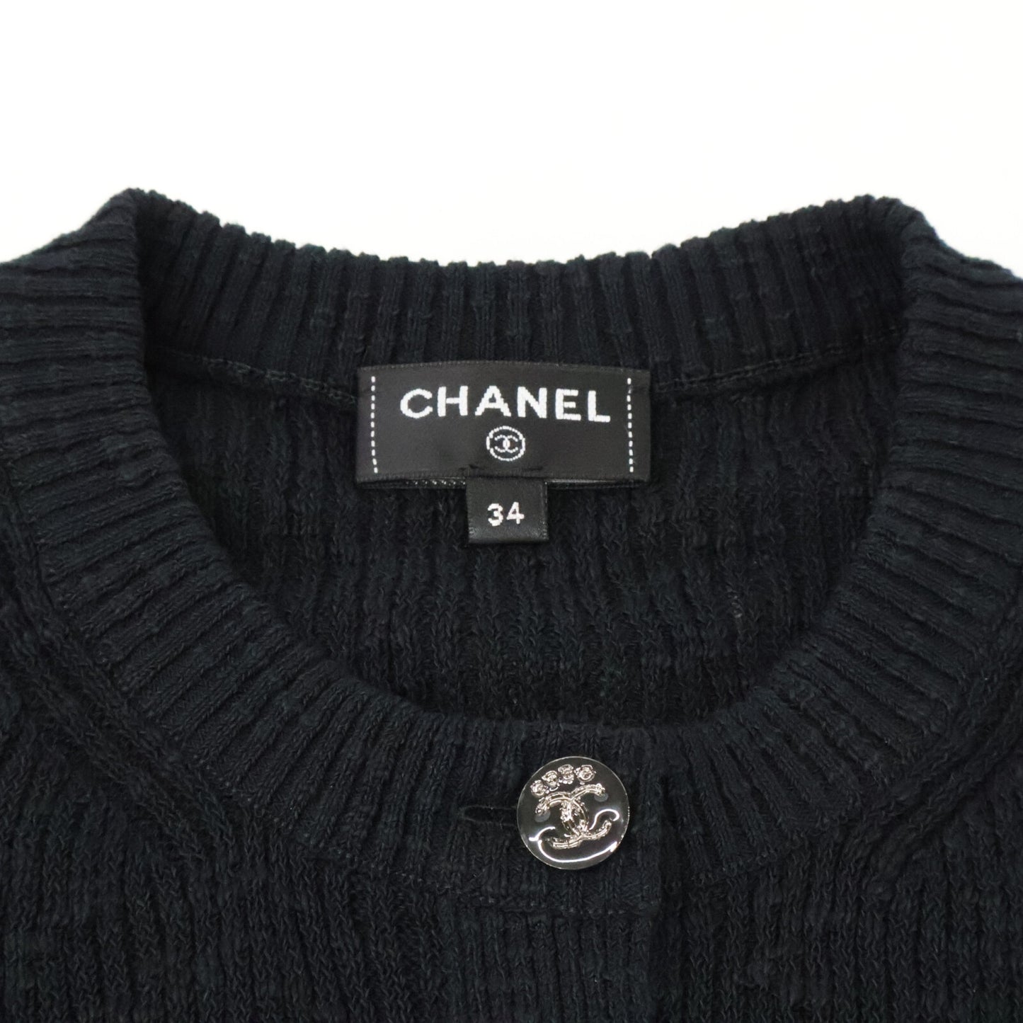 CHANEL シャネル 新品同様 国内正規 25SS P78616K11464 ココビーチ ココボタン ショートスリーブコットンニット トップス