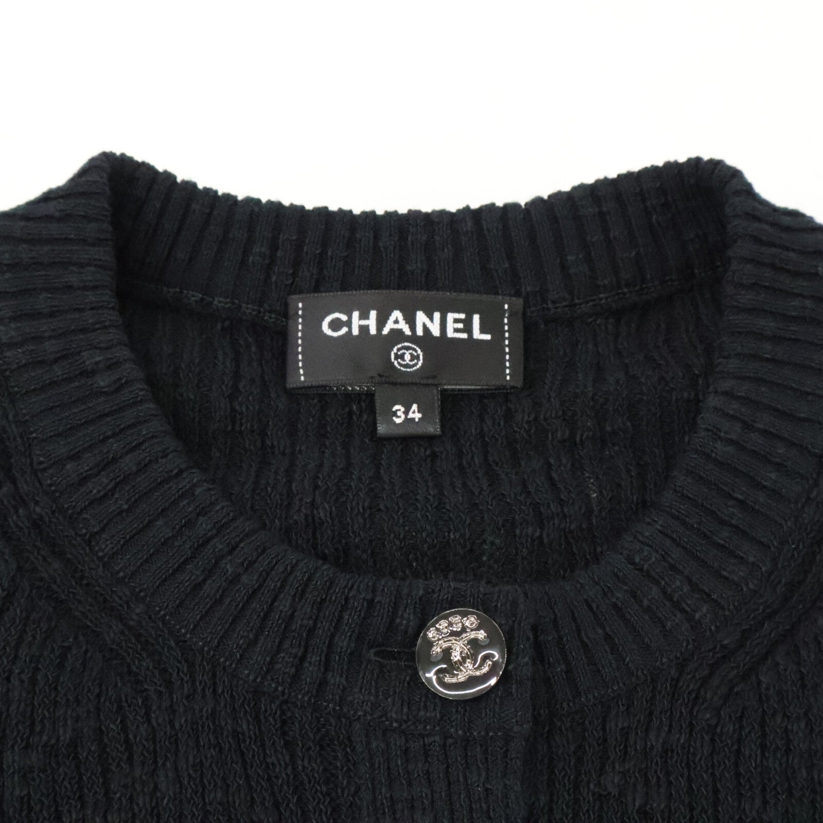 CHANEL シャネル 新品同様 国内正規 25SS P78616K11464 ココビーチ ココボタン ショートスリーブコットンニット トップス