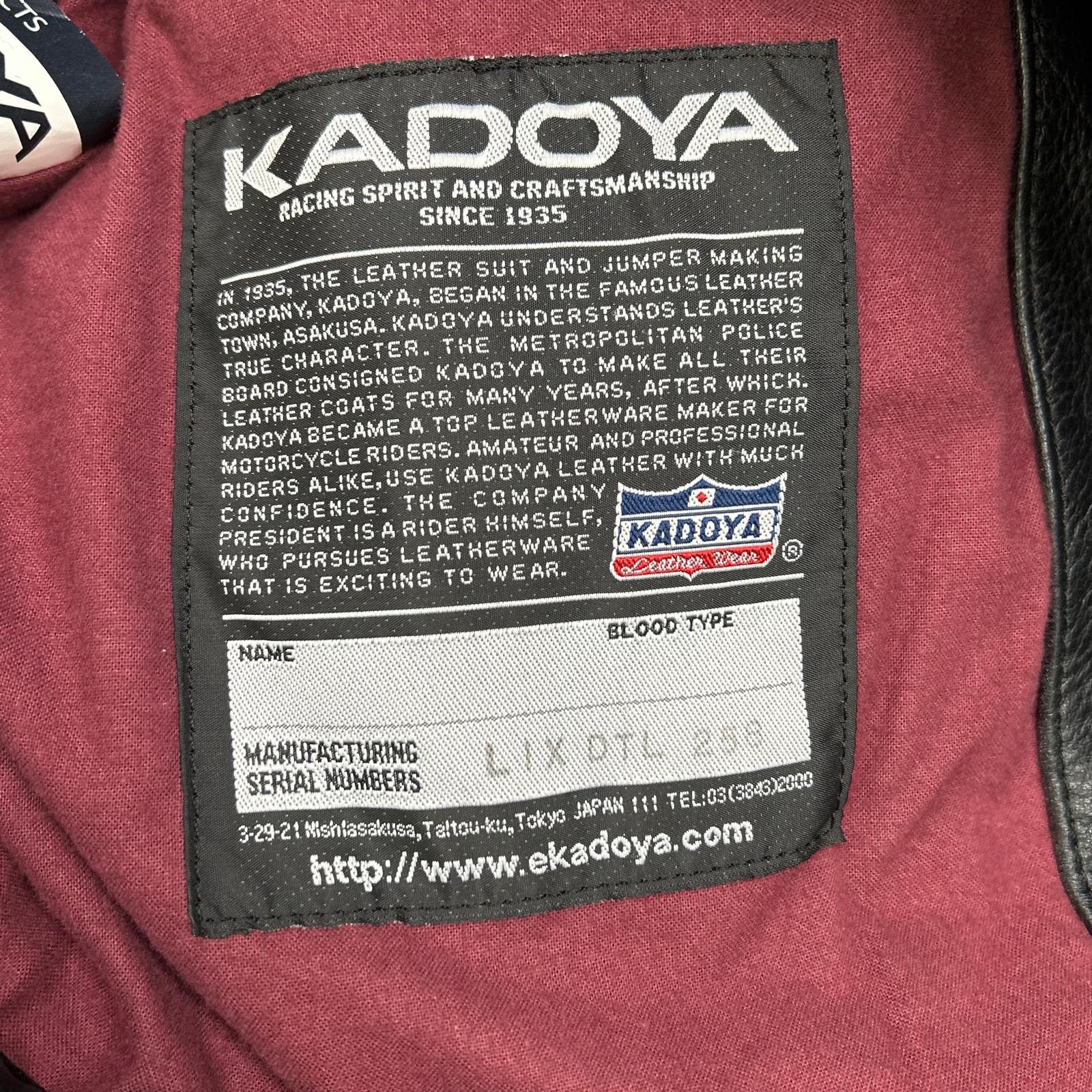 KADOYA 卡多屋 黑色 DT-LEATHER JAC 单排扣机车夹克 L码 男士