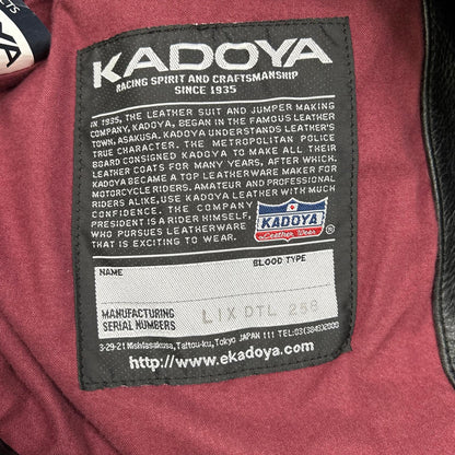 KADOYA 卡多屋 黑色 DT-LEATHER JAC 单排扣机车夹克 L码 男士