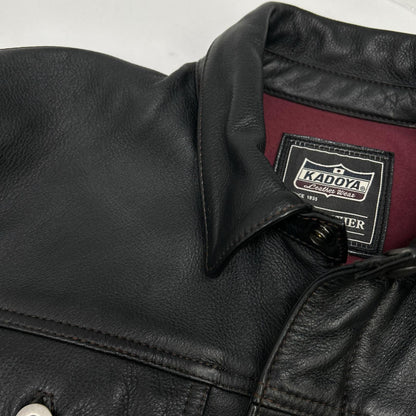 KADOYA 卡多屋 黑色 DT-LEATHER JAC 单排扣机车夹克 L码 男士