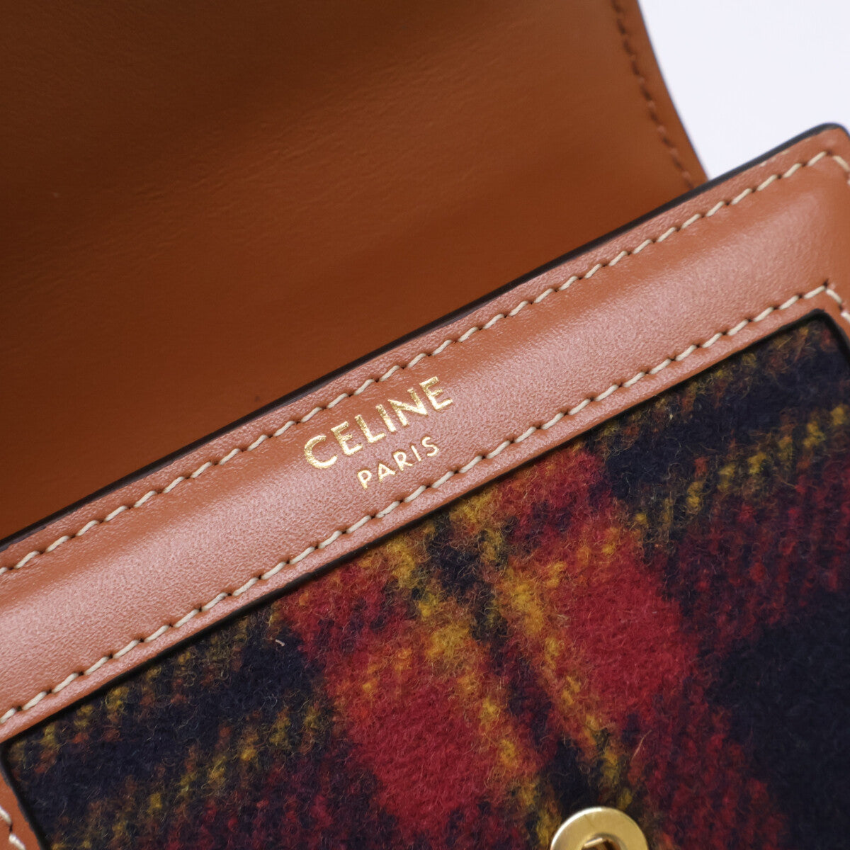 CELINE Celine [Brand New] 2024 Model 10D782GEO.14ML SMALL FLAP WALLET Tartan Check/Calfskin Triomphe Small Flap Wallet Trifold Wallet (with coin purse) Ladies