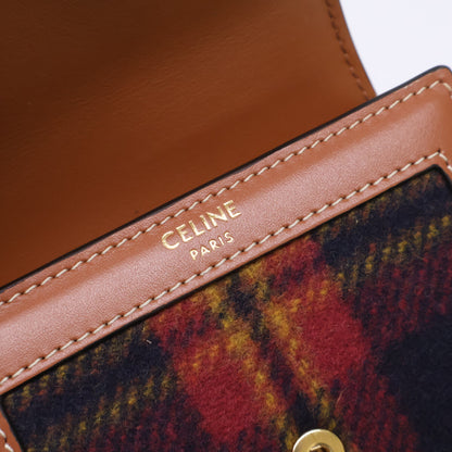 CELINE Celine [Brand New] 2024 Model 10D782GEO.14ML SMALL FLAP WALLET Tartan Check/Calfskin Triomphe Small Flap Wallet Trifold Wallet (with coin purse) Ladies