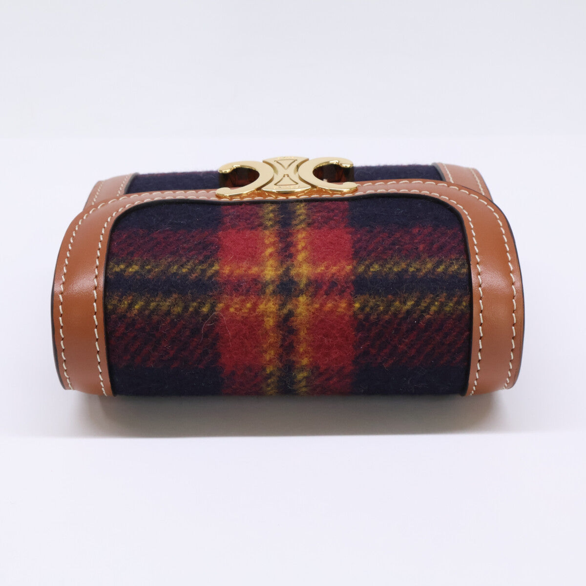 CELINE Celine [Brand New] 2024 Model 10D782GEO.14ML SMALL FLAP WALLET Tartan Check/Calfskin Triomphe Small Flap Wallet Trifold Wallet (with coin purse) Ladies