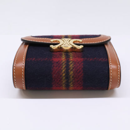 CELINE Celine [Brand New] 2024 Model 10D782GEO.14ML SMALL FLAP WALLET Tartan Check/Calfskin Triomphe Small Flap Wallet Trifold Wallet (with coin purse) Ladies