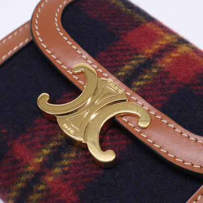 CELINE Celine [Brand New] 2024 Model 10D782GEO.14ML SMALL FLAP WALLET Tartan Check/Calfskin Triomphe Small Flap Wallet Trifold Wallet (with coin purse) Ladies