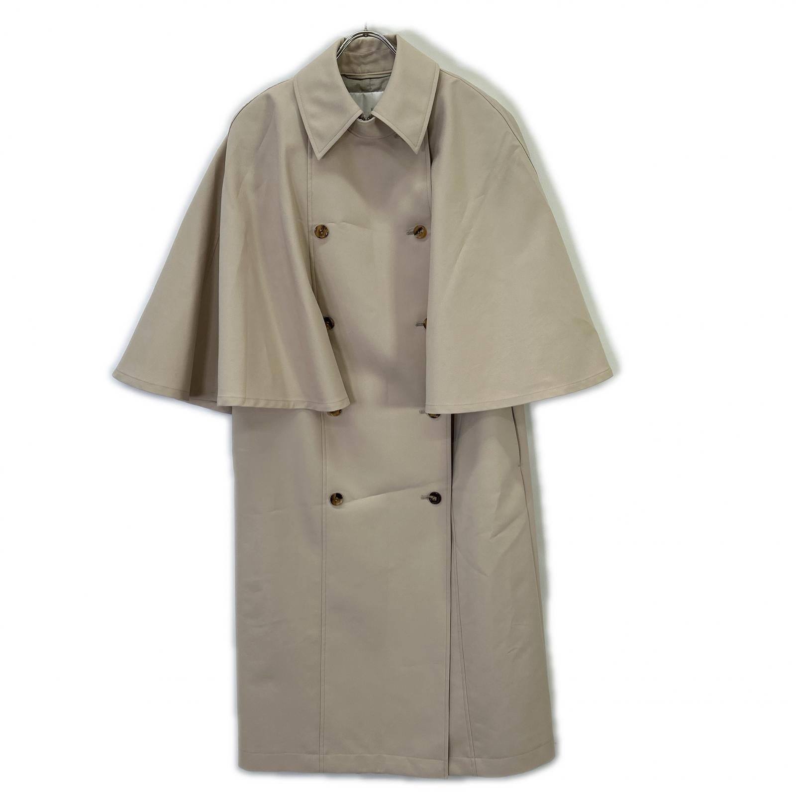 Whim Gazette WGZ1021108A0002 Beige Cotton Blend Half-Sleeve Cape Trench Coat