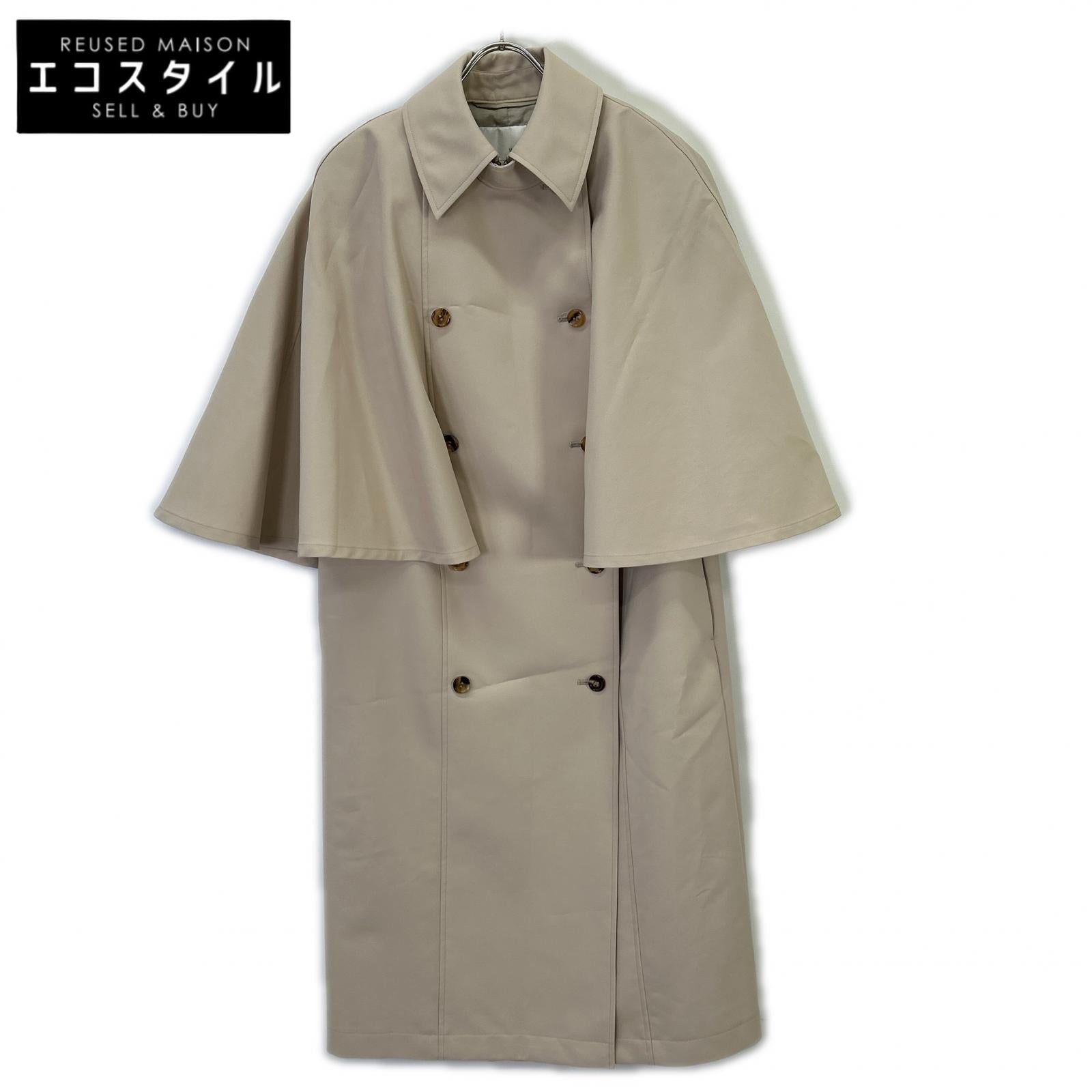 Whim Gazette WGZ1021108A0002 Beige Cotton Blend Half-Sleeve Cape Trench Coat