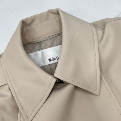 Whim Gazette WGZ1021108A0002 Beige Cotton Blend Half-Sleeve Cape Trench Coat