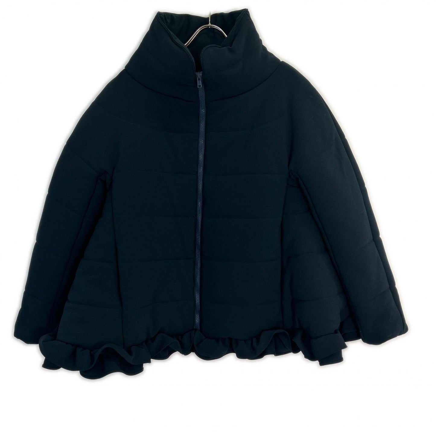 YOKOCHAN Yoko Chan Like New YCC-523-197 Polyester x Rayon Frill Design Padded Zip Medium Coat 36 Women's