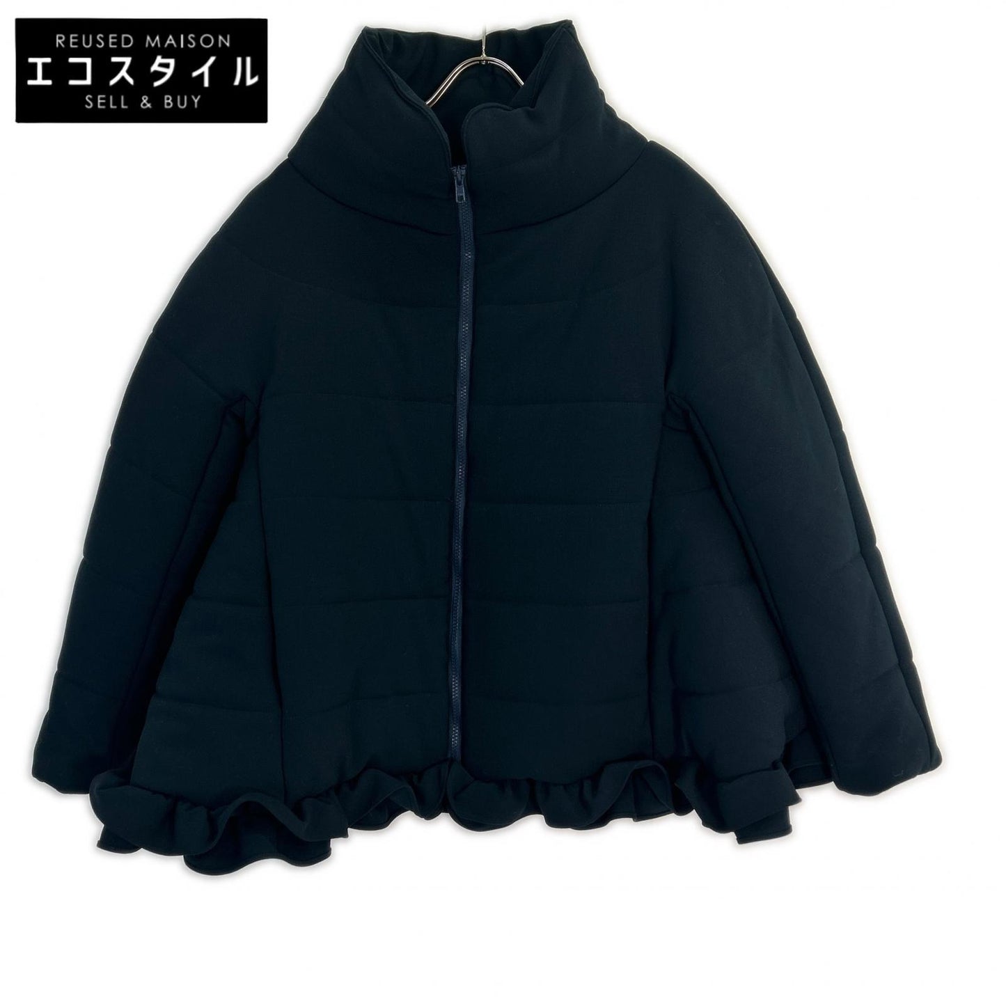 YOKOCHAN Yoko Chan Like New YCC-523-197 Polyester x Rayon Frill Design Padded Zip Medium Coat 36 Women's