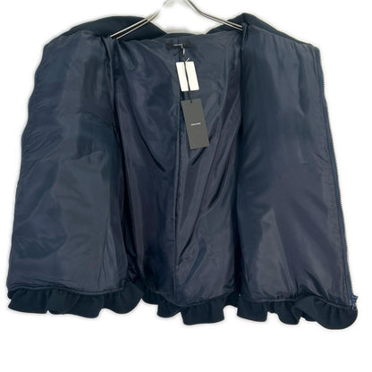 YOKO CHAN Near-New YCC-523-197 Polyester×Rayon Ruffle-Design Padded Zip-Up Mid-Length Coat