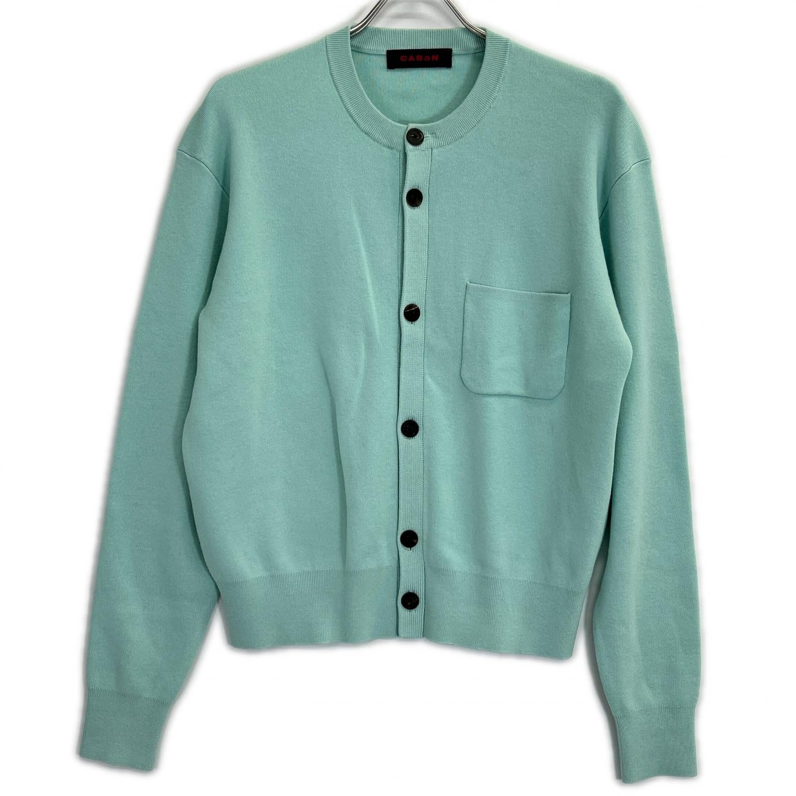 CABaN キャバン 24SS グリーン コットンカシミヤ ポケットクルーネックカーディガン トップス