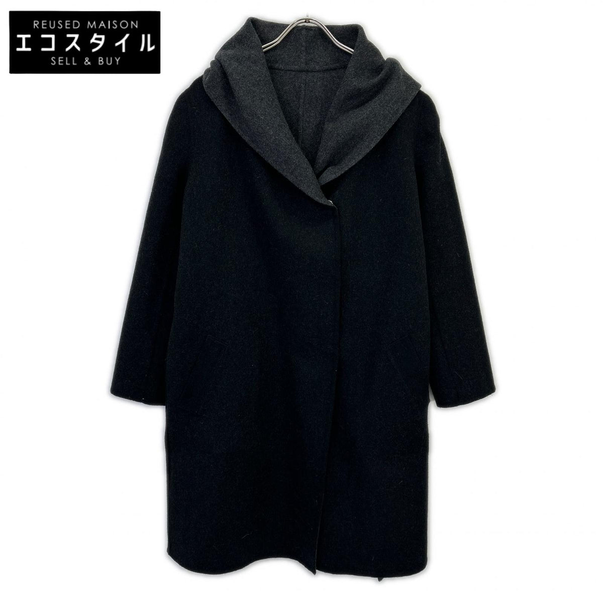 lucien pellat-finet Lucien Pellat-Finet Black × charcoal wool-blend reversible coat Coat