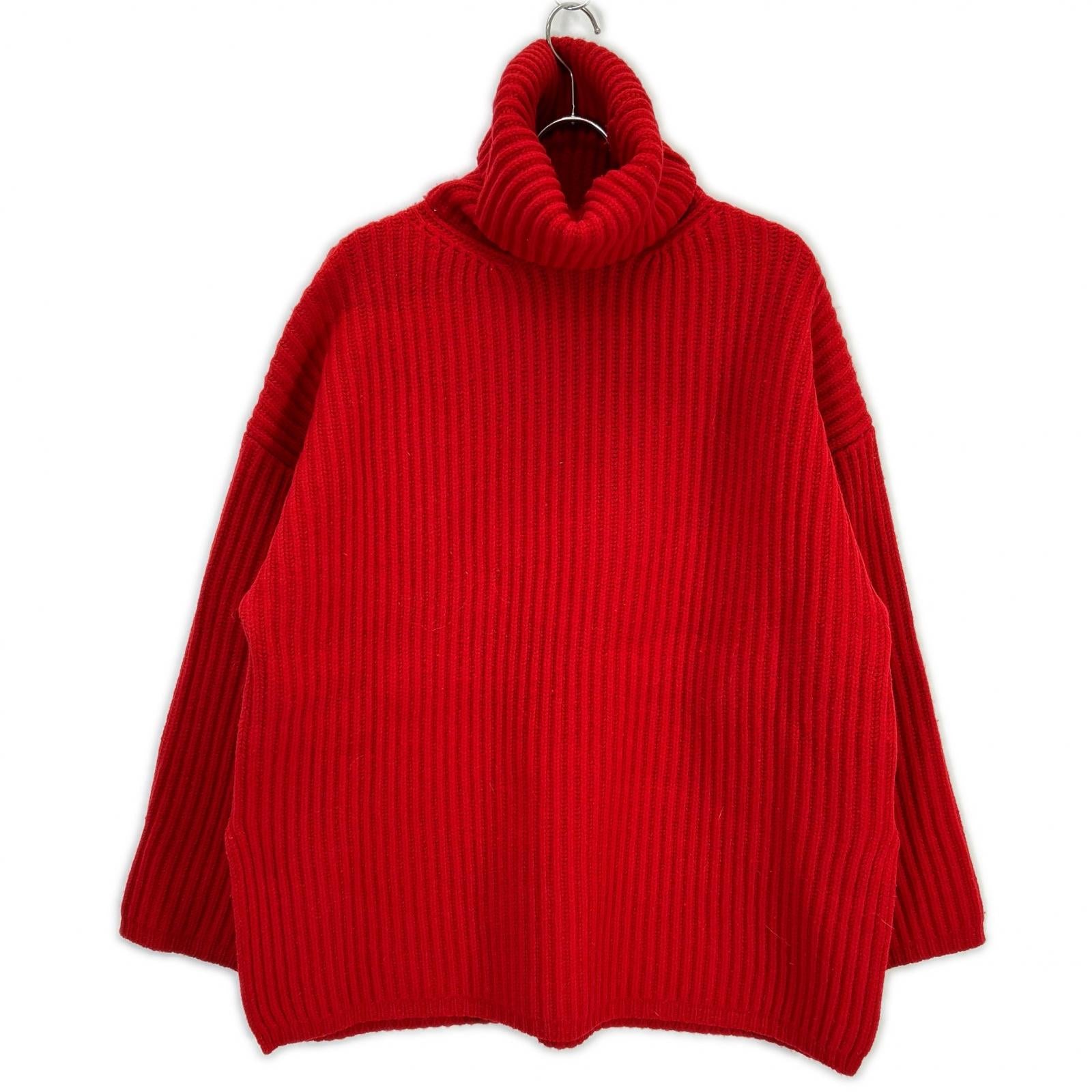 FN-WN-KNIT000018 Red Oversized Turtleneck Knit Top XS Women's