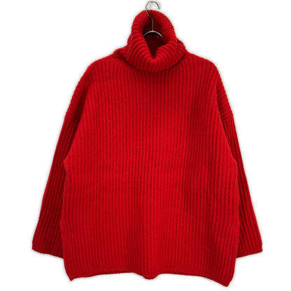 FN-WN-KNIT000018 Red Oversized Turtleneck Knit Top XS Women's