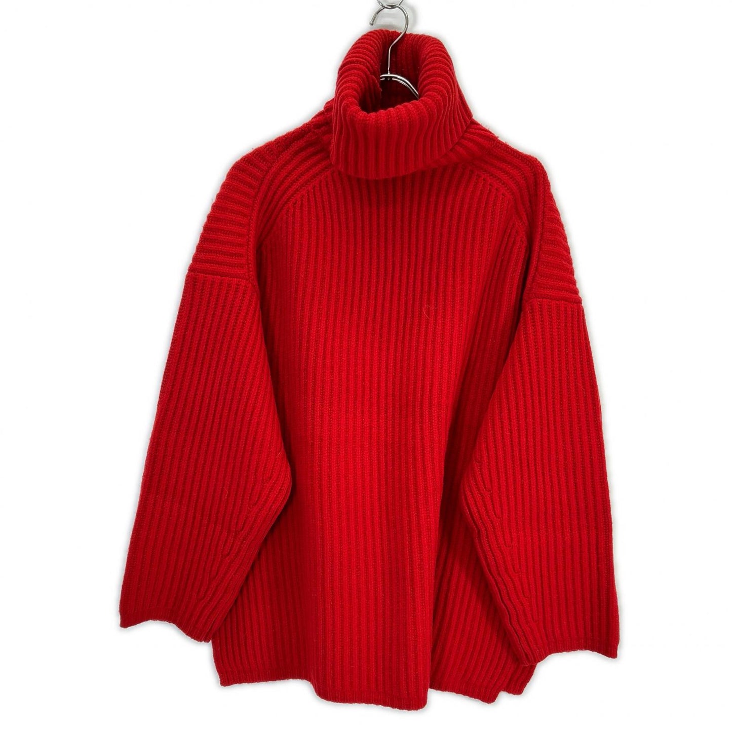FN-WN-KNIT000018 ﾚｯﾄﾞ ｵｰﾊﾞｰｻｲｽﾞ ﾀｰﾄﾙﾈｯｸﾆｯﾄ トップス XS レディース