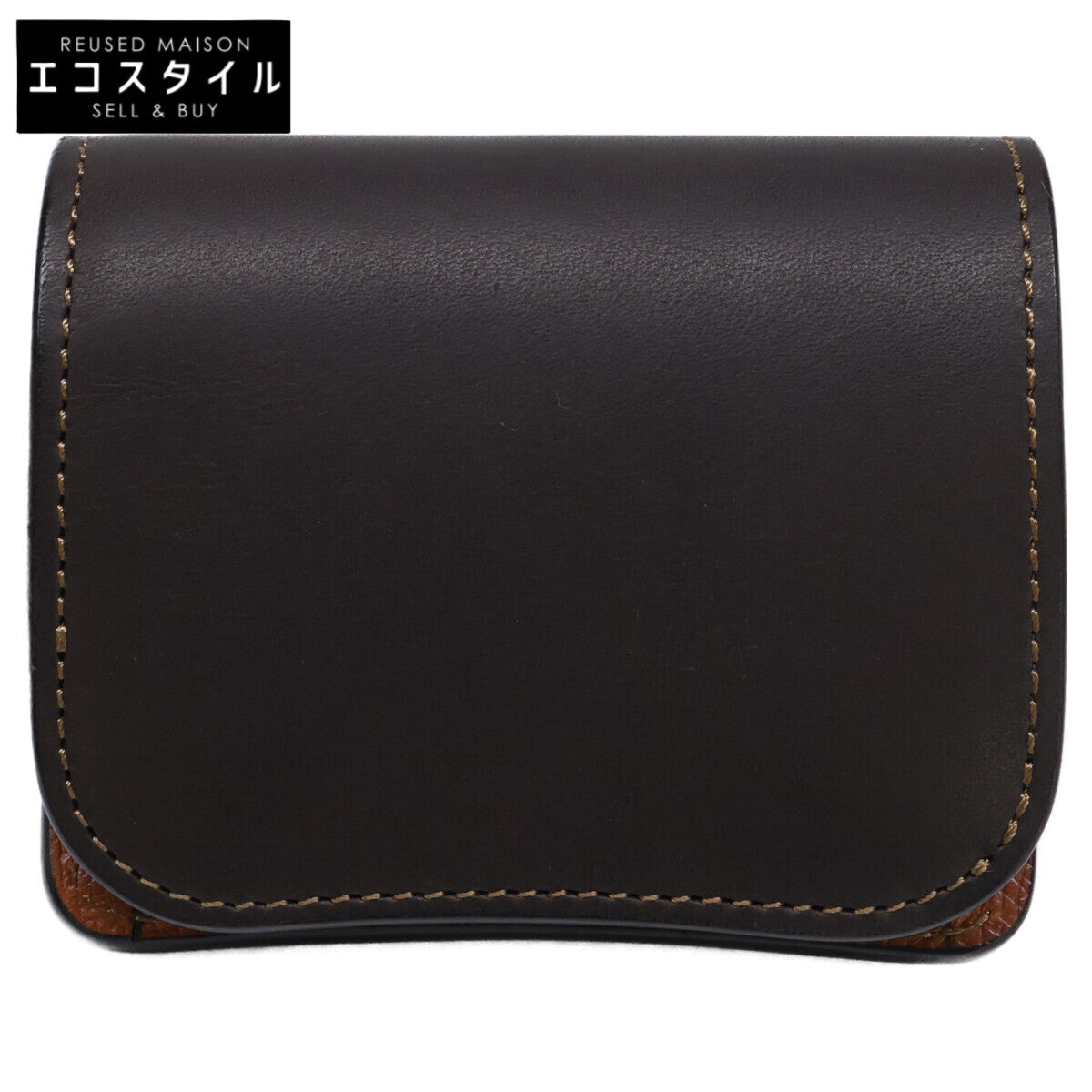WILDSWANS 【Like New / Limited Edition from Direct Store】 CSS-PALM/NOV/EBExESD/CAM Palm Novonappa Calf/Embossed Saddle Pull-Up Mini Wallet Bi-fold Wallet (with coin purse) Men's