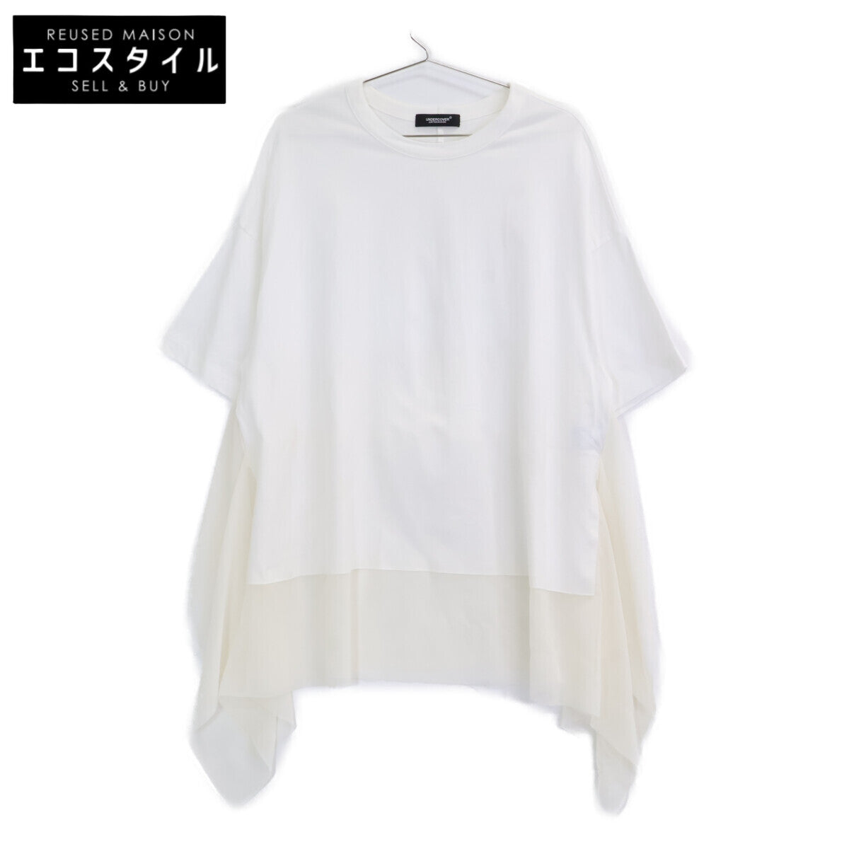 UNDERCOVER 24AW White Lace-paneled Short Sleeve Cut-sew Top