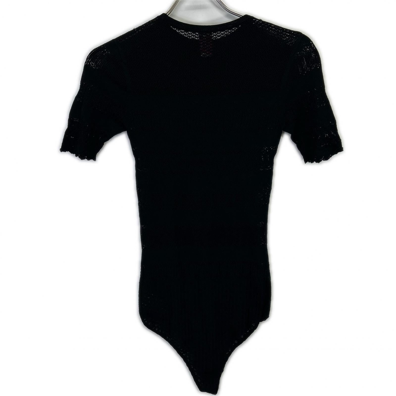 FETICO FTC252-0716 Black STRETCH LACE KNIT BODYSUIT Top