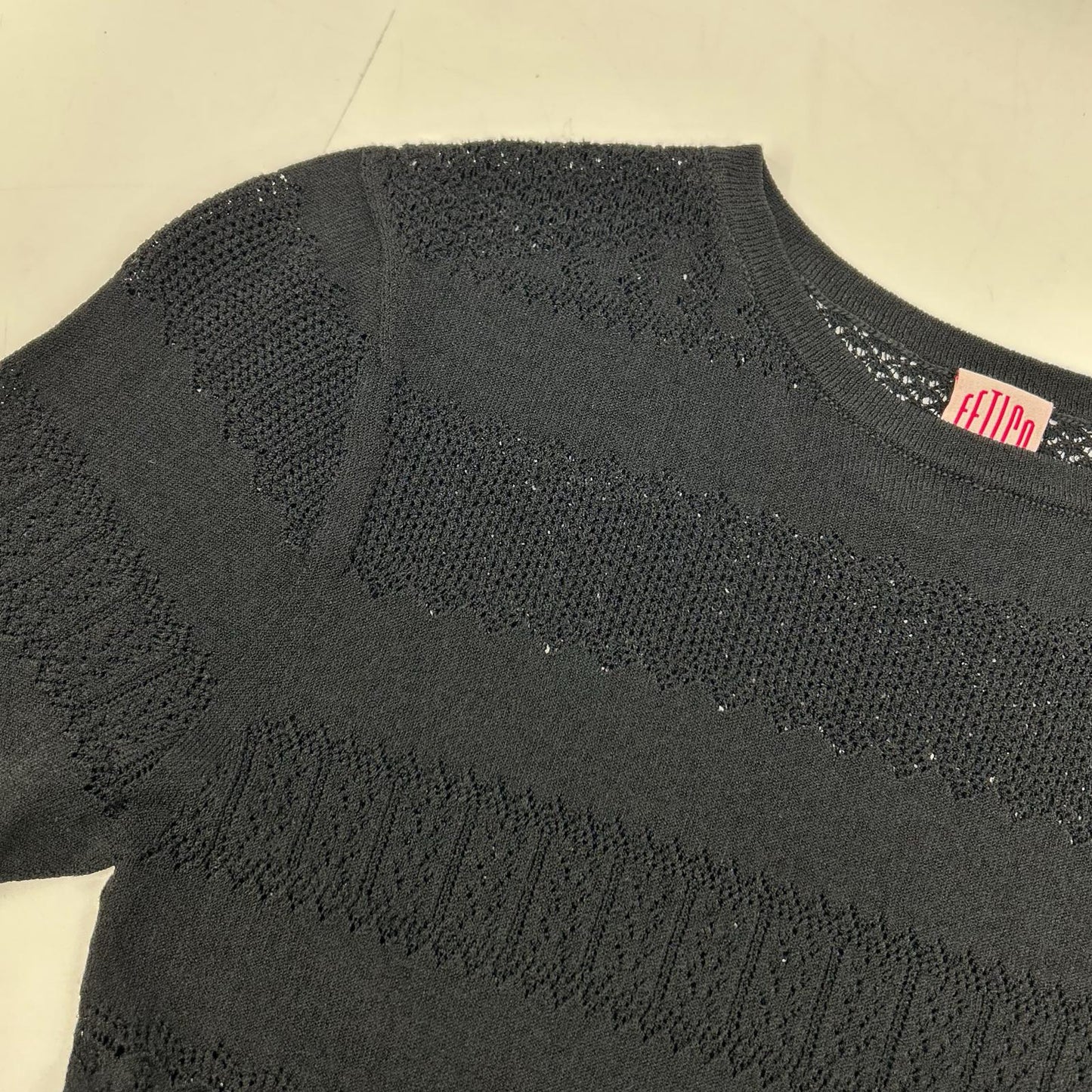 FETICO FTC252-0716 Black STRETCH LACE KNIT BODYSUIT Top