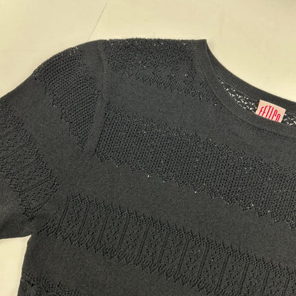 FETICO FTC252-0716 Black STRETCH LACE KNIT BODYSUIT Top