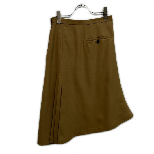 14-3107000 Beige Wool x Rayon Tuck Detail Midi Flare Skirt Skirt 00 Women's
