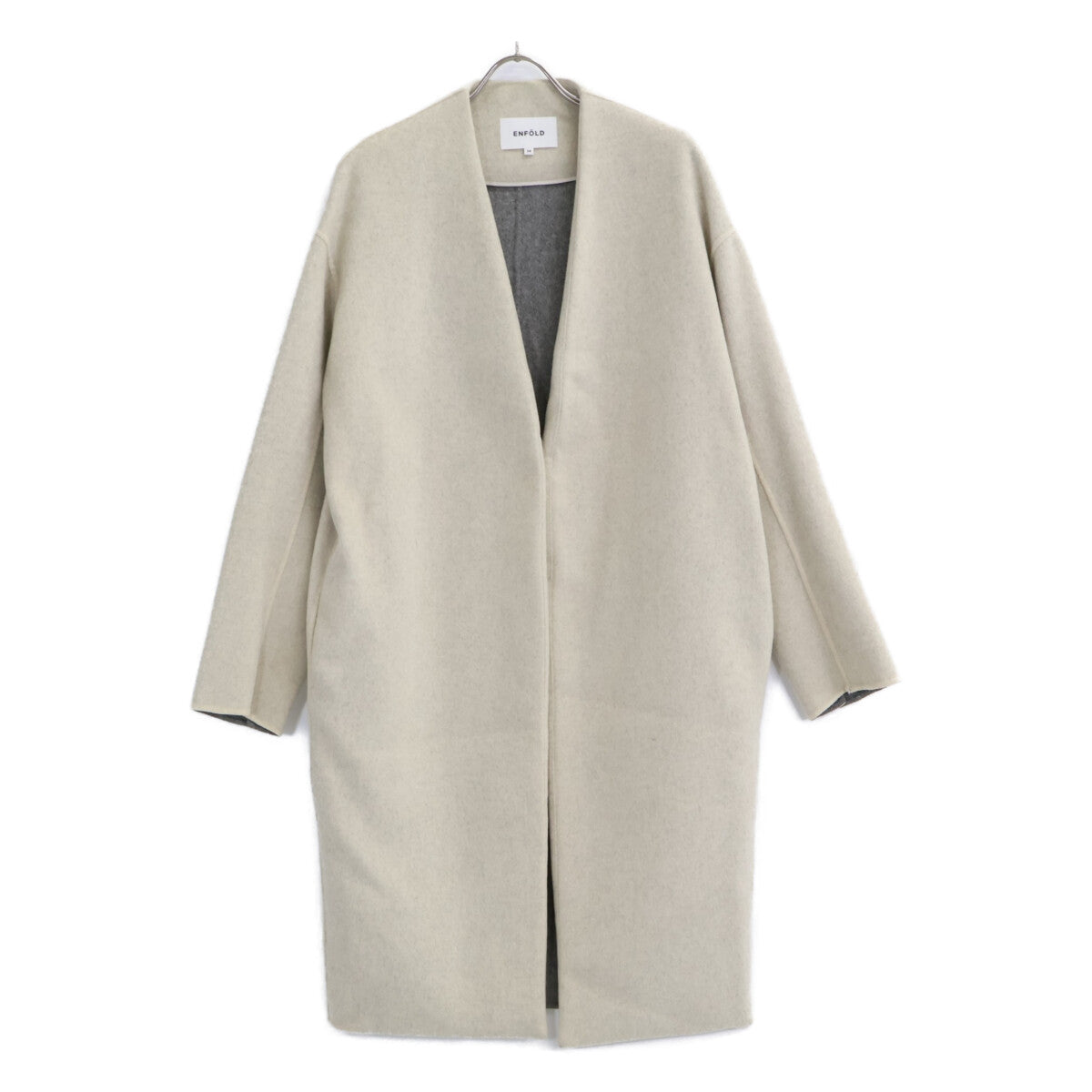 ENFOLD 300BA630-1670 Wool Reversible No-Collar Coat 38 Ladies