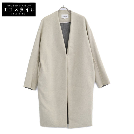 ENFOLD エンフォルド 300BA630-1670 ウール リバー ノーカラー コート