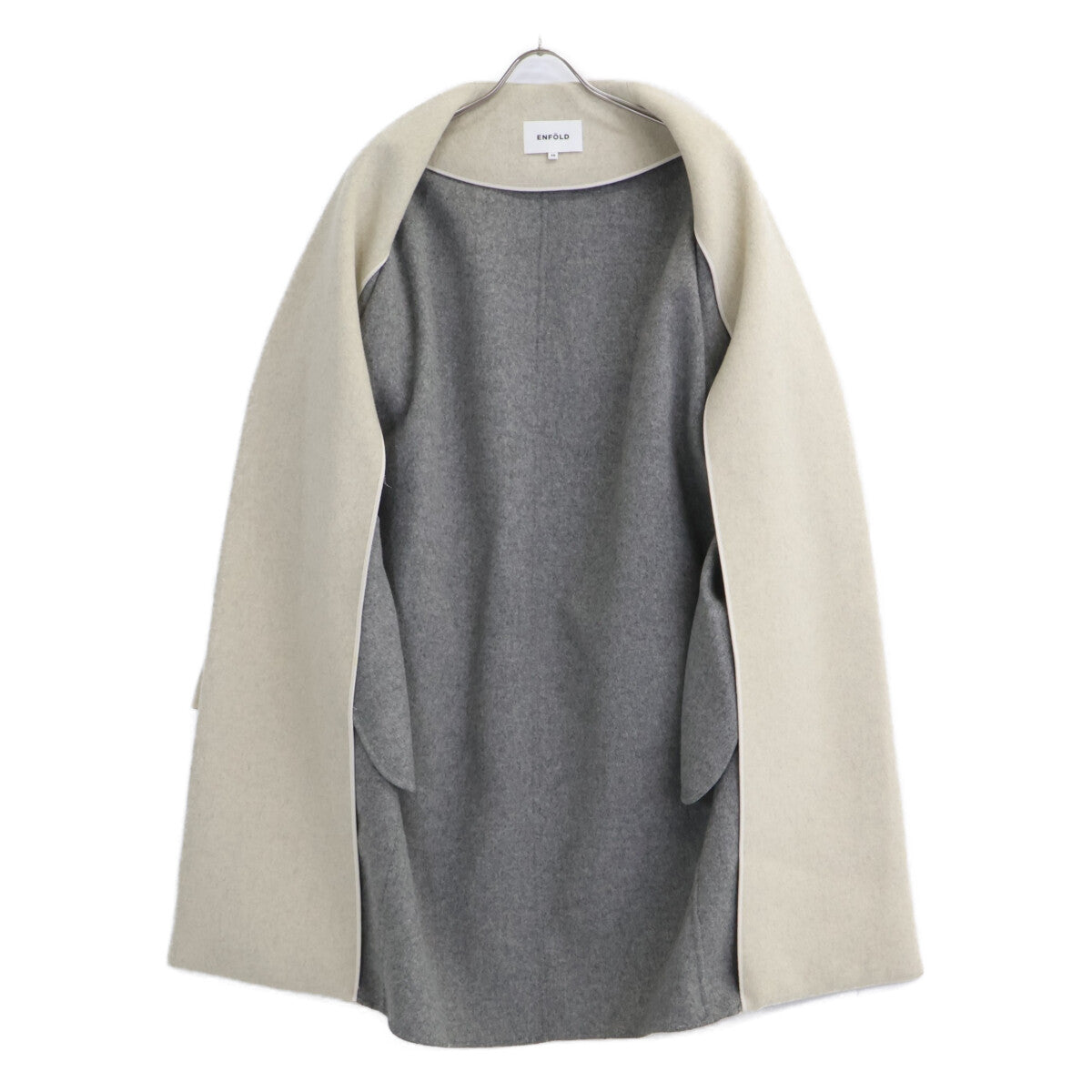 ENFOLD 300BA630-1670 Wool Reversible No-Collar Coat 38 Ladies