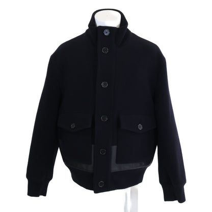 Wool Calfskin Detail Stand Collar Leather Combination Blouson/Jacket Jacket 58 Men's
