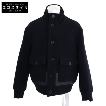 Wool Calfskin Detail Stand Collar Leather Combination Blouson/Jacket Jacket 58 Men's