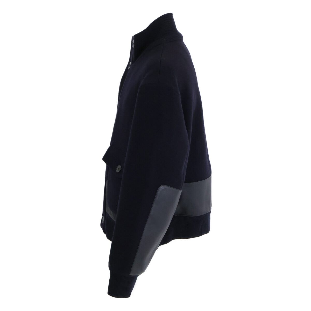 Wool Calfskin Detail Stand Collar Leather Combination Blouson/Jacket Jacket 58 Men's