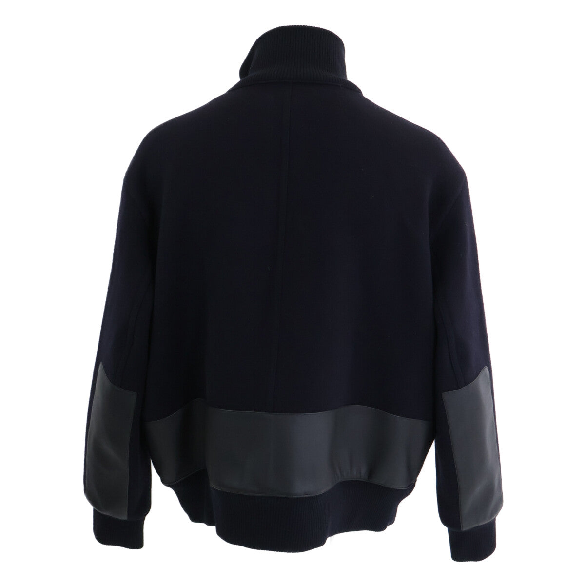 Wool Calfskin Detail Stand Collar Leather Combination Blouson/Jacket Jacket 58 Men's