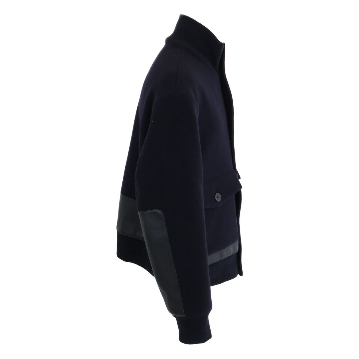 Wool Calfskin Detail Stand Collar Leather Combination Blouson/Jacket Jacket 58 Men's