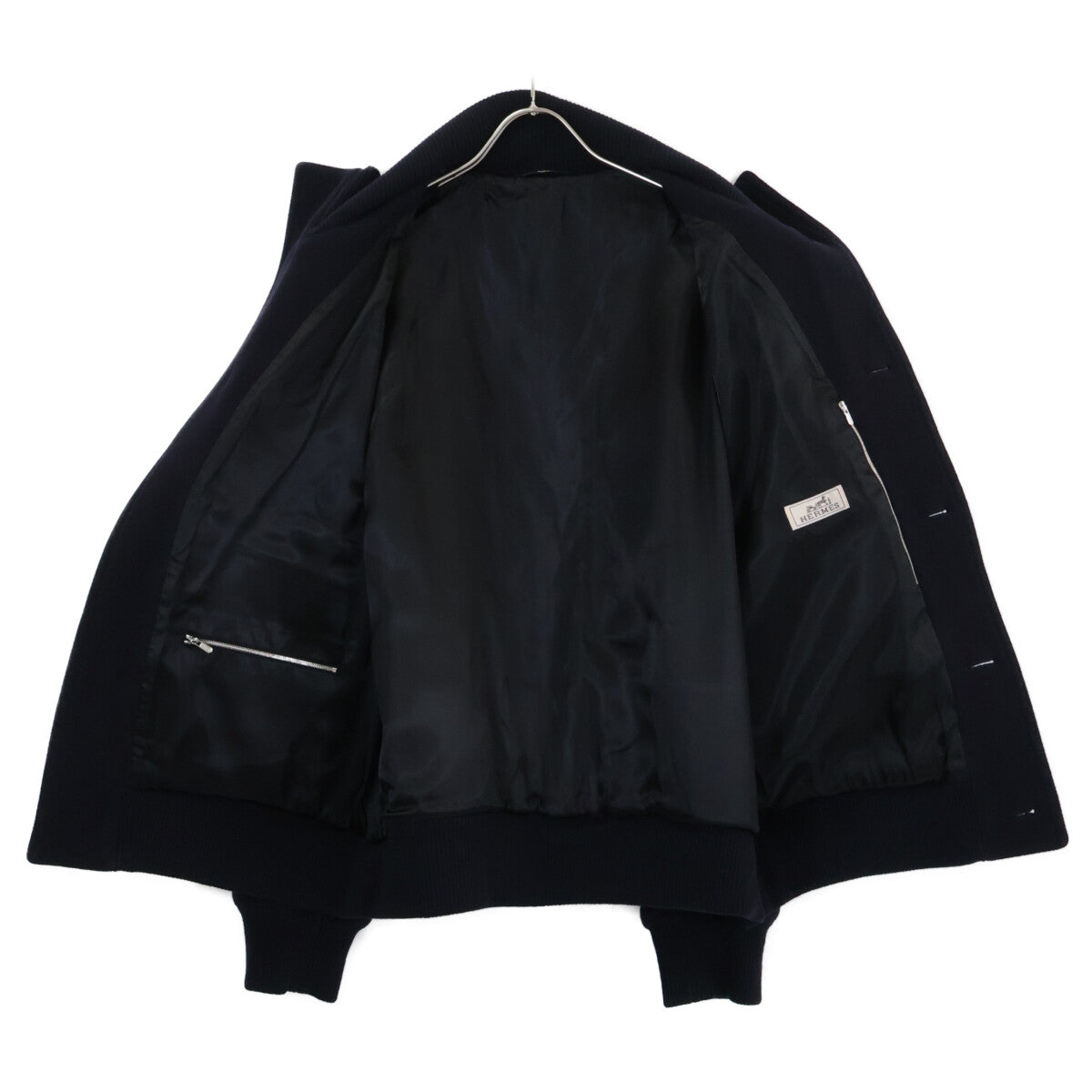 Wool Calfskin Detail Stand Collar Leather Combination Blouson/Jacket Jacket 58 Men's