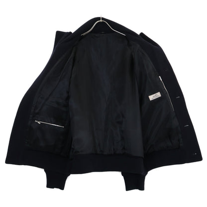 Wool Calfskin Detail Stand Collar Leather Combination Blouson/Jacket Jacket 58 Men's