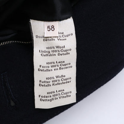 Wool Calfskin Detail Stand Collar Leather Combination Blouson/Jacket Jacket 58 Men's