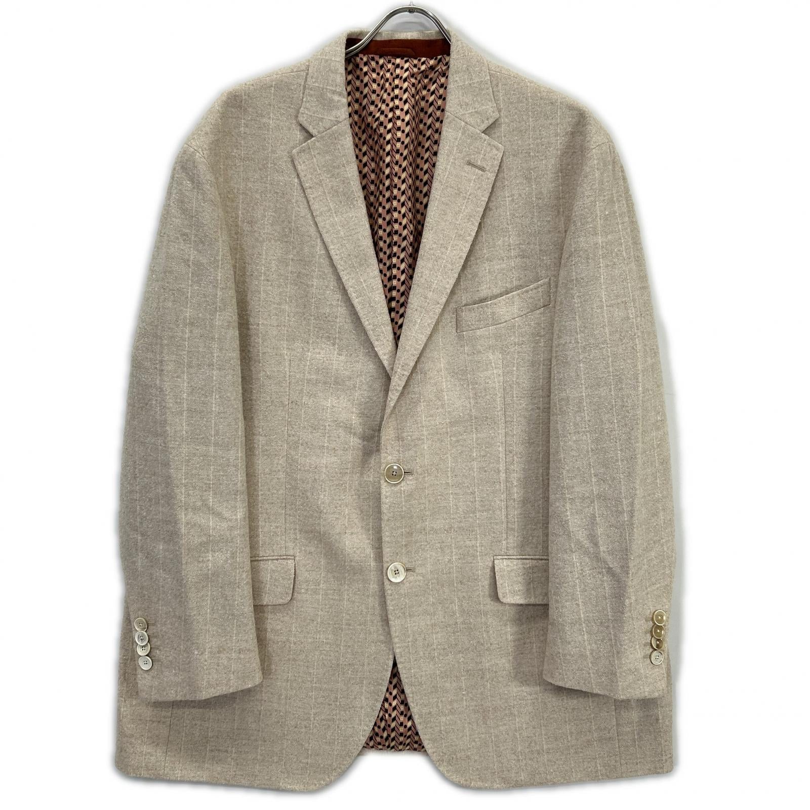 ETRO 232-11807-0021 Beige Alpaca Blend Fully Lined Side Vent 2B Striped Tailored Jacket