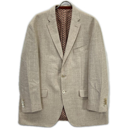 ETRO 232-11807-0021 Beige Alpaca Blend Fully Lined Side Vent 2B Striped Tailored Jacket