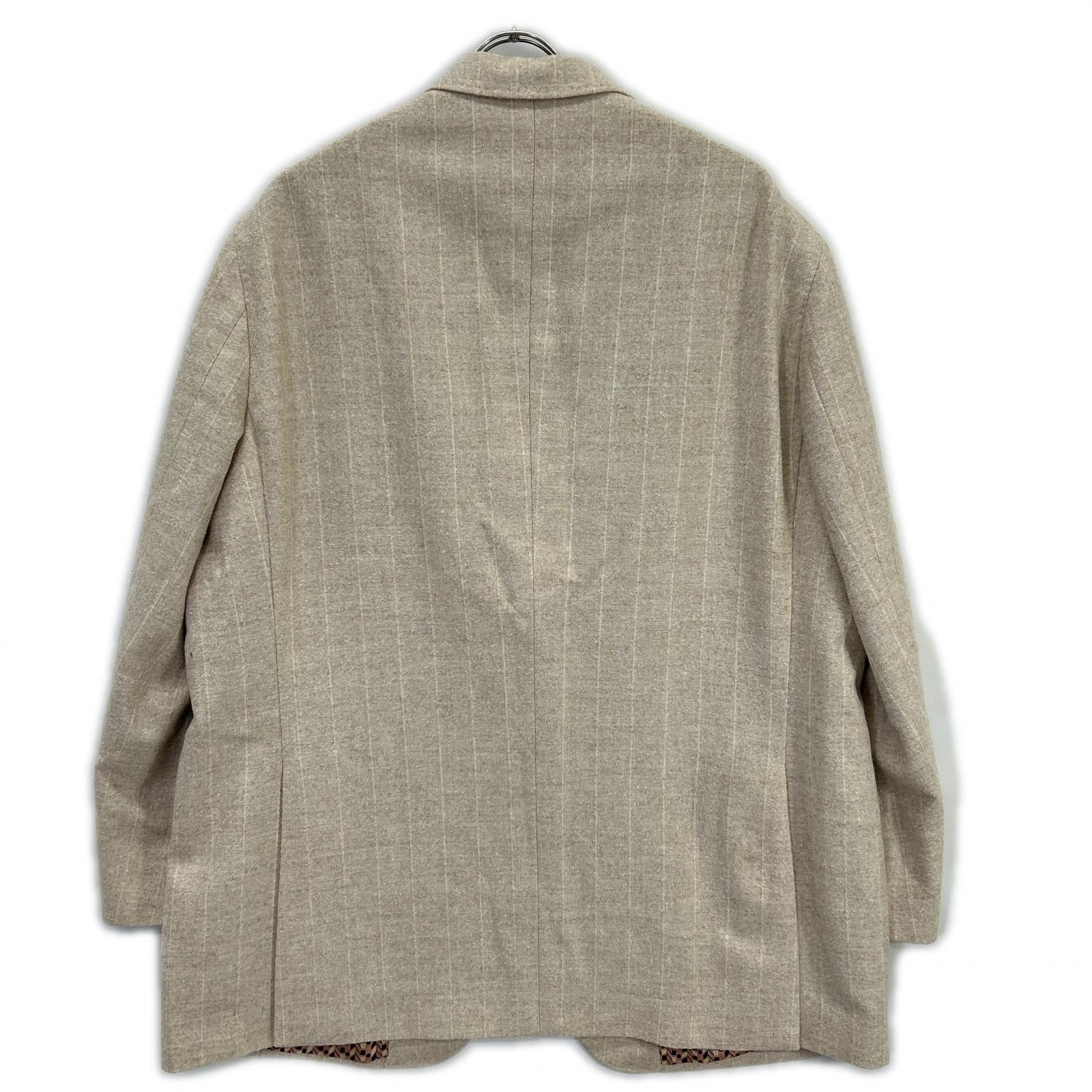 ETRO エトロ 232-11807-0021 ベージュ アルパカ混 裏地総柄 サイドベンツ 2Bストライプテーラードジャケット 60 ETRO エトロ 232-11807-0021 ﾍﾞｰｼﾞｭ ｱﾙﾊﾟｶ混 裏地総柄 ｻｲﾄﾞﾍﾞﾝﾂ 2B