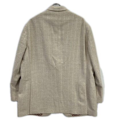 ETRO 232-11807-0021 Beige Alpaca Blend Fully Lined Side Vent 2B Striped Tailored Jacket