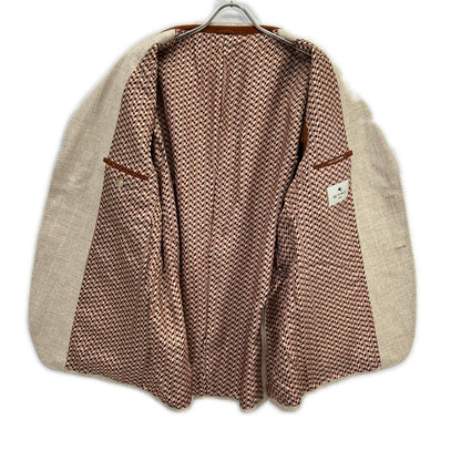 ETRO 232-11807-0021 Beige Alpaca Blend Fully Lined Side Vent 2B Striped Tailored Jacket